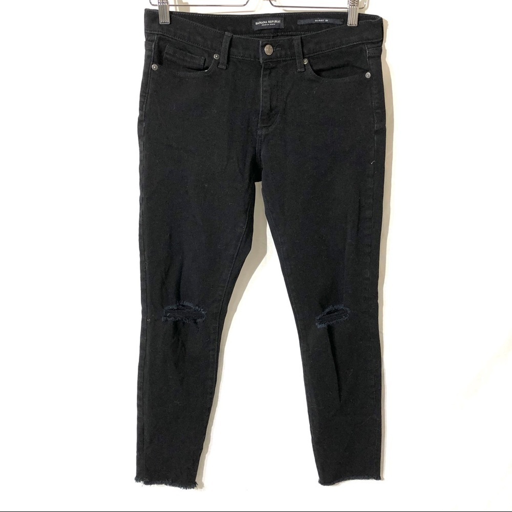 Banana Republic Black Distressed Skinny Jeans 29
